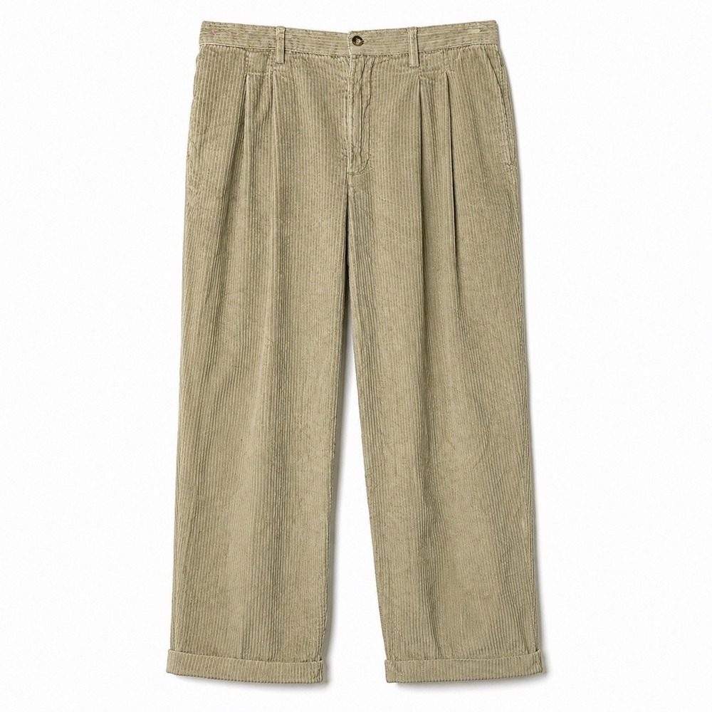 Vintage Aeropostale Mens 34x32 Corduroy Pants Tan Pleated Wide Leg Y2K 90s Wear